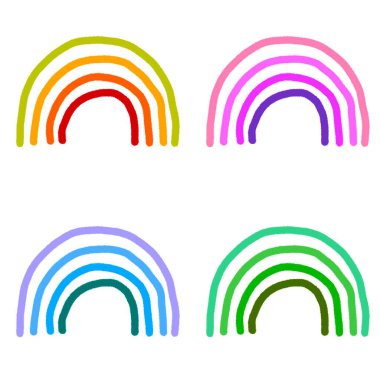 Beyaz arkaplanda gökkuşağı ile ayarlandı