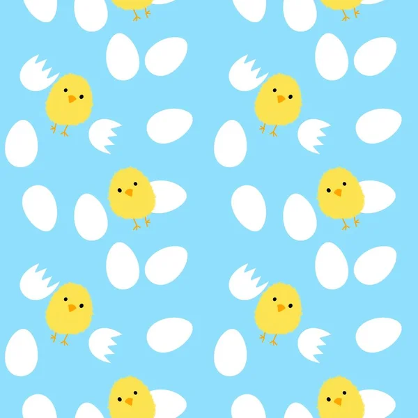 Bezproblemowy wzór wielkanocny z jajkami i kurczakiem — Zdjęcie stockowe