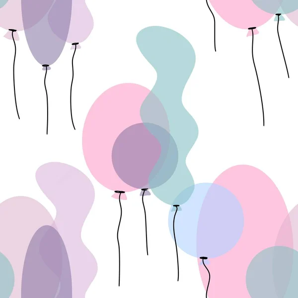 Sömlös födelsedag mönster med ballonger blomma på vit bakgrund — Stockfoto