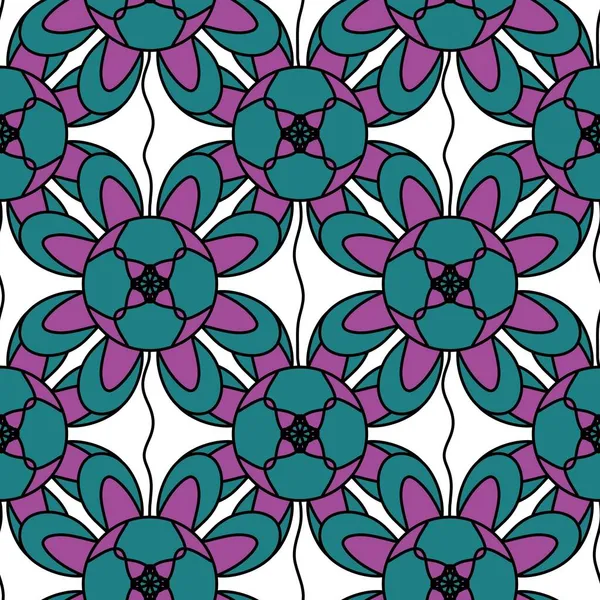 Απρόσκοπτη μοτίβο με γεωμετρικά λουλούδια για ταπετσαρία — Φωτογραφία Αρχείου