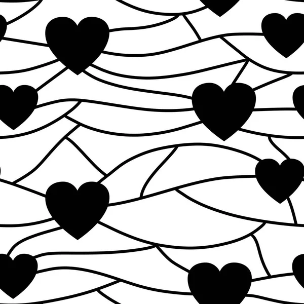 Безшовний візерунок з чорними серцями на білому тлі — стокове фото
