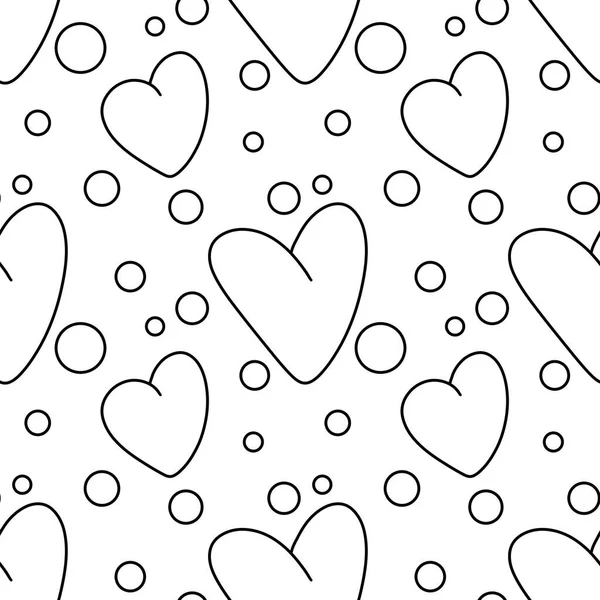 Sömlös klotter mönster med valentiner hjärtan på vit bakgrund — Stockfoto