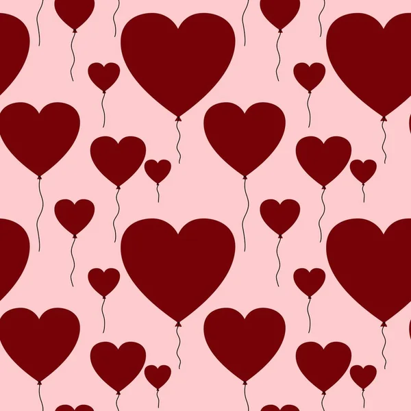 无缝隙的情人节图案，心形气球，粉色背景 — 图库照片