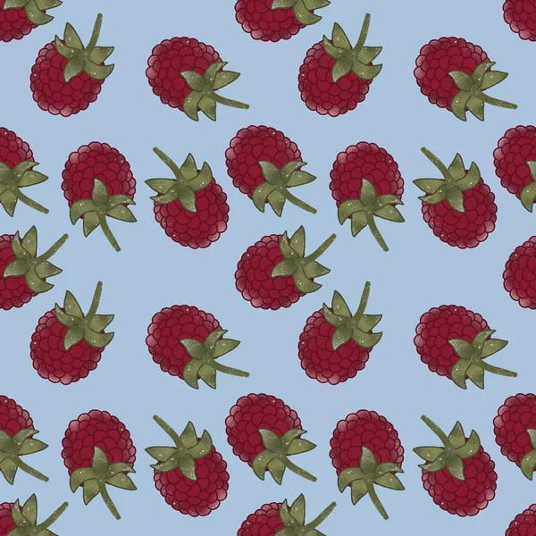Padrão de frutas sem costura com framboesa para presentes e tecidos — Fotografia de Stock
