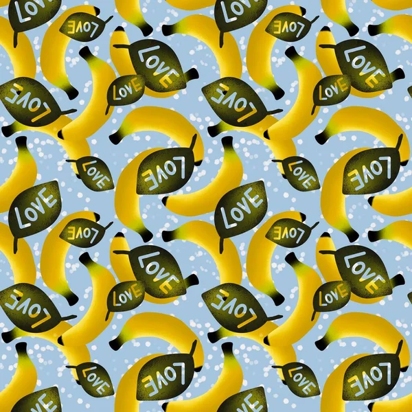 Płynny wzór owoców z bananami na prezenty i tkaniny — Zdjęcie stockowe