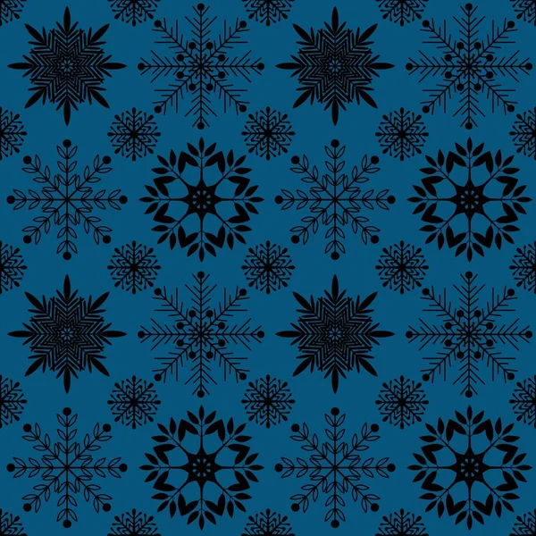 Безшовний зимовий візерунок зі сніжинками для тканин, текстилю та постільної білизни — стокове фото