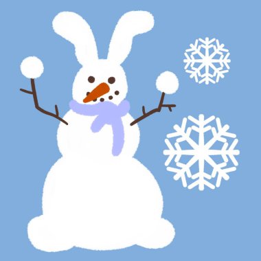 Kumaş ve tekstil için mavi arka planda Doodle Christmas kardan adamı 
