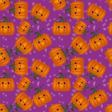 Kumaş ve tekstil için sevimli balkabakları olan kusursuz Cadılar Bayramı deseni 