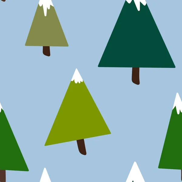 Seamless winter pattern with Christmas trees on blue background for fabrics — Stock Photo, Image