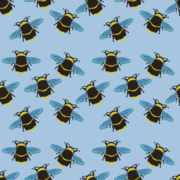 Kumaşlar ve tekstil için yaban arısı ile kusursuz yaz deseni — Stok fotoğraf