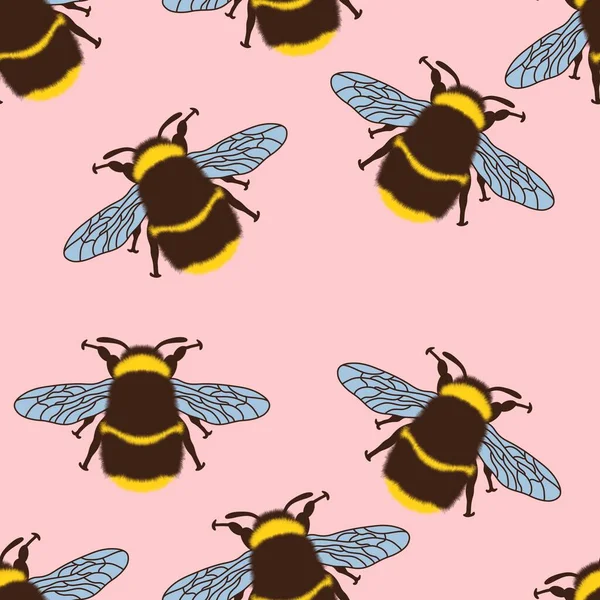 Seamless summer pattern with bumblebee for fabrics and textiles — Stock Photo, Image