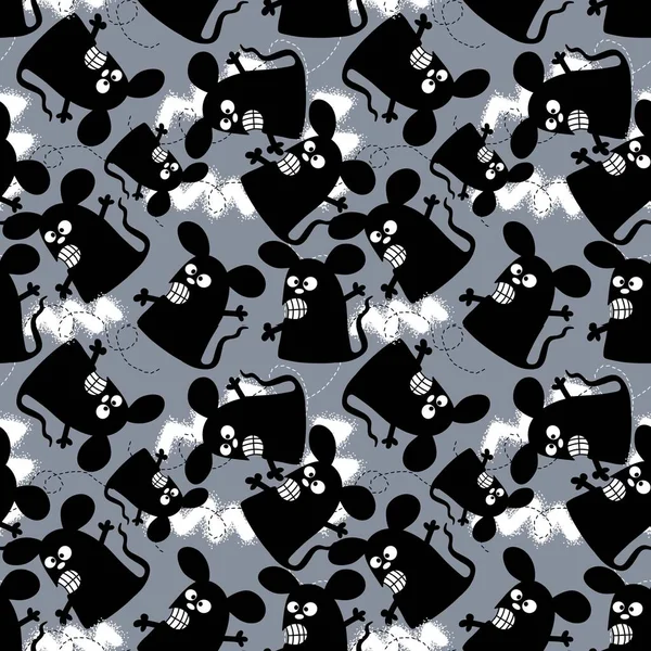 Bezešvé Halloween vzor s černou myší pro tkaniny a textilie — Stock fotografie