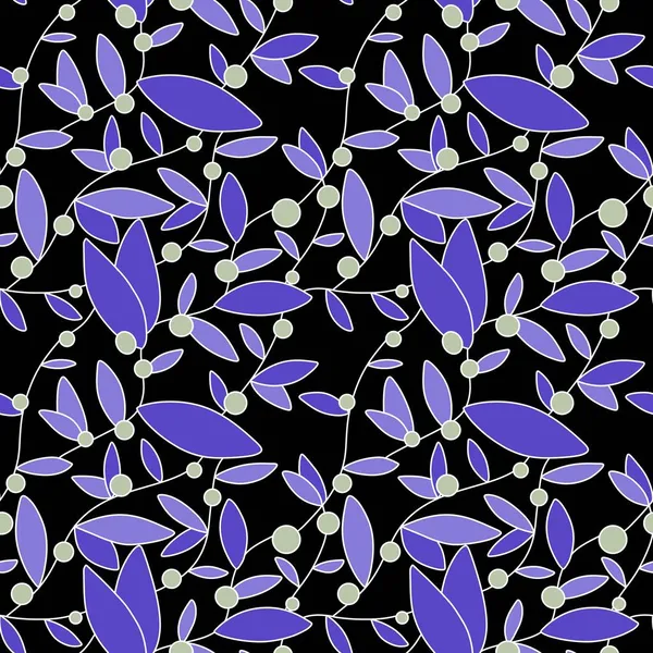 Nahtloses Blumenmuster mit Blättern, Beeren und Samen für Stoffe und Textilien — Stockfoto