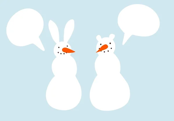 Winter set met sneeuwpop op blauwe achtergrond voor behang en verpakking — Stockfoto