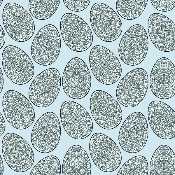 ラインアートの卵とシームレスイースターパターン — ストック写真