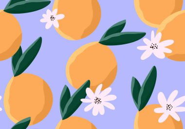 Kumaş ve tekstil için portakallı meyvesiz desen 