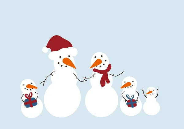 Winter set met sneeuwpop op blauwe achtergrond voor behang en verpakking — Stockfoto