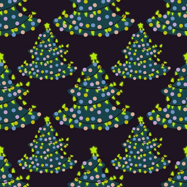 Seamless winter pattern with Christmas trees for fabrics and gifts — Stock Photo, Image