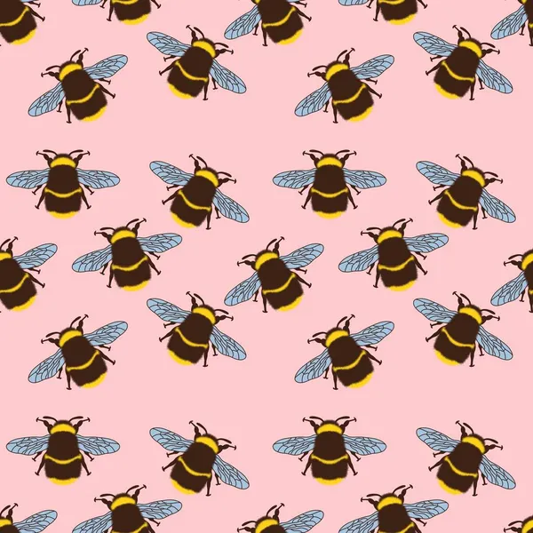 Padrão de verão sem costura com abelha para tecidos e têxteis — Fotografia de Stock