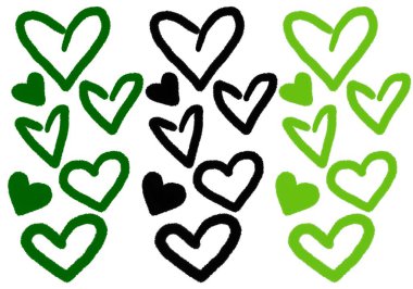 Sevgililer günü kartı ve kartpostalları için işaretleyici kalp çizgileri