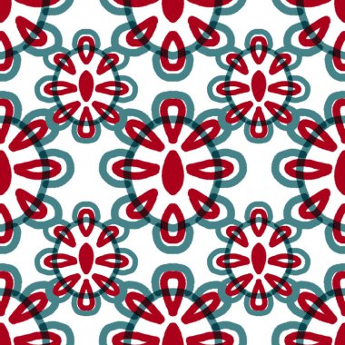 Beyaz arka planda etnik çiçekli kusursuz çiçek deseni