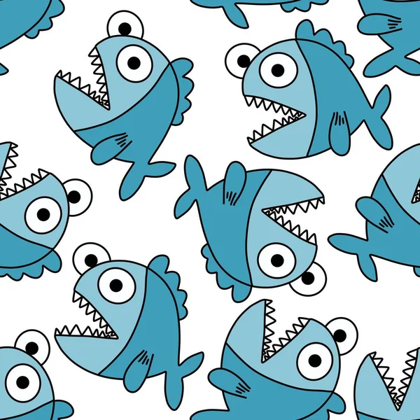 Cartoon bezešvé vzor s rybami na tapety a tkaniny a balení a dárky a karty — Stock fotografie