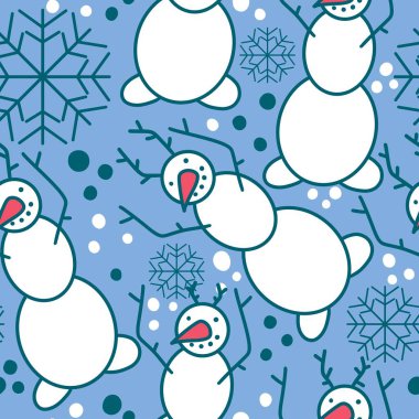 Kumaşlar, tekstil ve çarşaflar için Kardan Adam 'la kusursuz yeni yıl deseni 