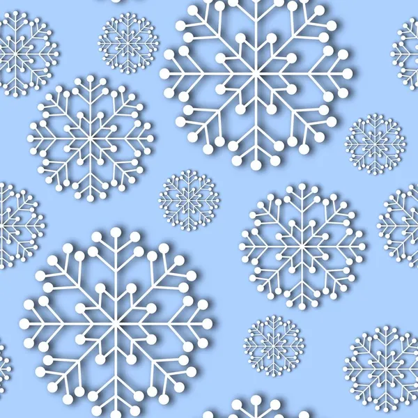 Seamless pattern with snowflakes on blue background for packaging and fabrics — Stock Photo, Image