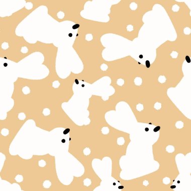 Kumaş, tekstil ve ambalaj için çikolatalı tavşanlarla kusursuz bir yeni yıl. 