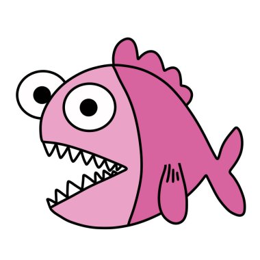 Duvar kağıtları, kumaşlar, ambalajlar, hediyeler ve kartlar için çizgi film balığı 