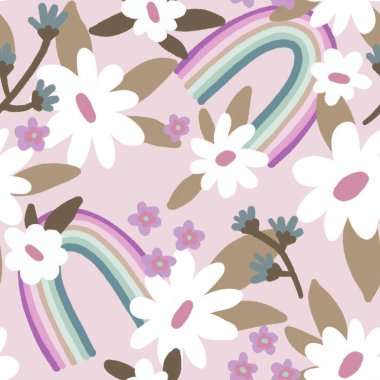 Çocuklar, kartlar, kumaşlar ve ambalaj kağıtları için gökkuşağı deseni 
