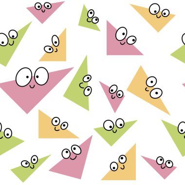 Duvar kâğıdı, kumaş ve ambalaj için çizgi film üçgeniyle kusursuz desen 