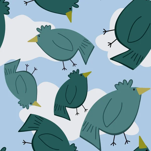 Cartoon birds seamless pattern for fabrics and textiles and packaging and gifts — Stock Photo, Image