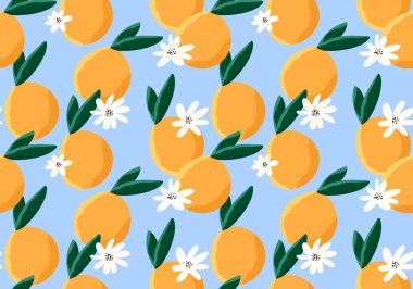 Kumaş ve tekstil için portakallı meyvesiz desen 