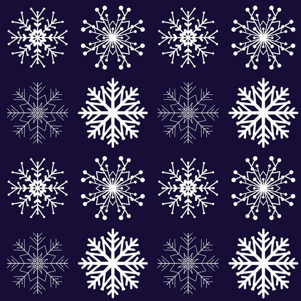 Paketleme ve kumaşlar için mavi zemin üzerinde kar taneleri olan pürüzsüz desen — Stok fotoğraf