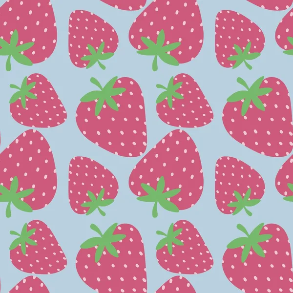 Helt enkelt sömlöst fruktmönster med jordgubbar och blommor för tyger och textilier — Stockfoto