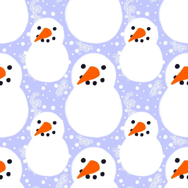 Invierno patrón de muñeco de nieve sin costuras para telas y textiles y embalaje y regalos y tarjetas y ropa de cama y niños — Foto de Stock