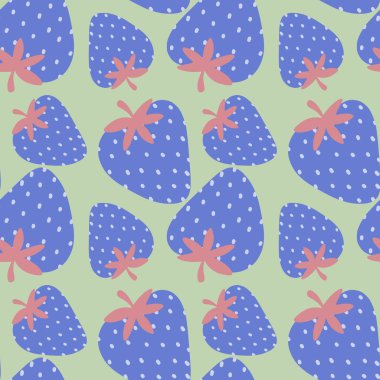 Kumaş ve tekstil için çilek ve çiçeklerle basit, dikişsiz meyve deseni.