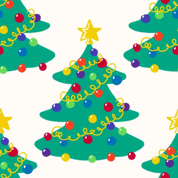 Doodle verde lindo árbol de Navidad para telas y regalos —  Fotos de Stock