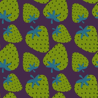 Kumaş ve tekstil için çilek ve çiçeklerle basit, dikişsiz meyve deseni.