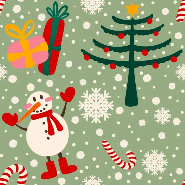 Zimní bezešvé sněhulák vzor pro tkaniny a textilie a balení a dárky a karty a prádlo a děti — Stock fotografie