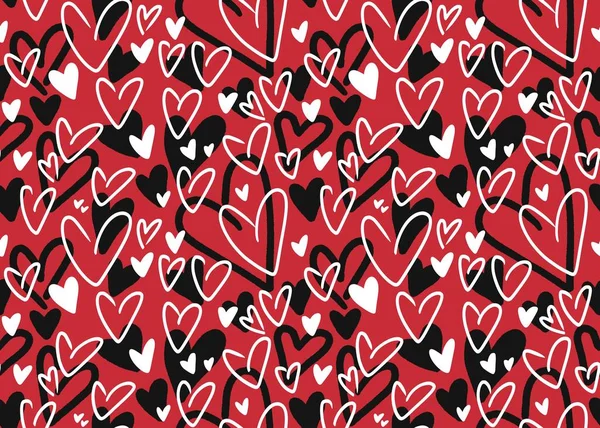 Zökkenőmentes Valentin-napi minta szívvel képeslapra, ajándékra és kártyára — Stock Fotó