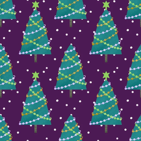 Doodle green cute Christmas tree for fabrics and gifts — Stock Photo, Image