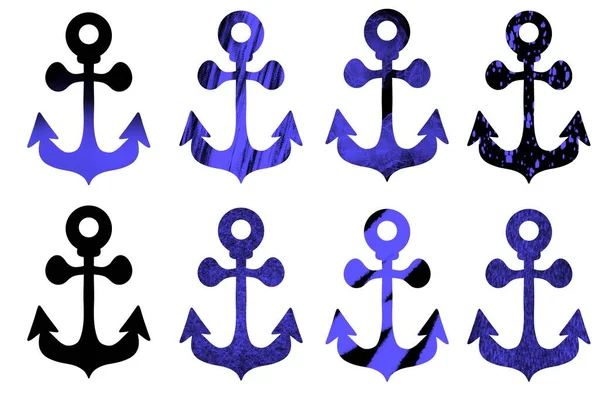 Set with anchors for wallpaper and packaging and linens and gifts and cards — Stock Photo, Image