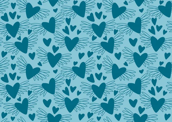 Sevgililer Günü 'nde hediyeler, kartlar, çarşaflar, çocuklar ve kumaşlar için kanatlı kalpler. 