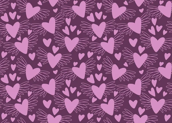 Valentines hladký vzor se srdcem s křídly pro dárky a karty a prádlo a děti a tkaniny — Stock fotografie