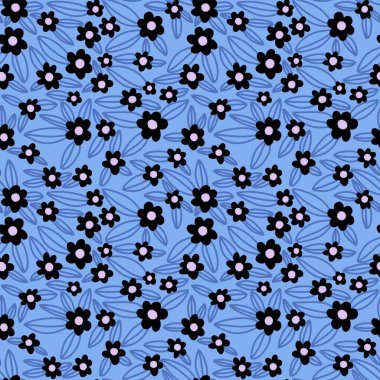 Kumaşlar, kartlar, çarşaflar, çocuklar ve ambalaj kağıtları için çiçeklerle basit, pürüzsüz desen.