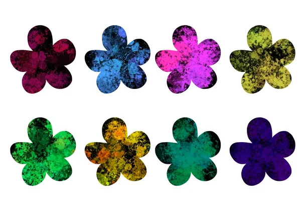 Kumaşlar, posterler, ambalajlar, kartlar, ambalaj kağıtları ve çıkartmalar için renkli çiçeklerle ayarlanmış