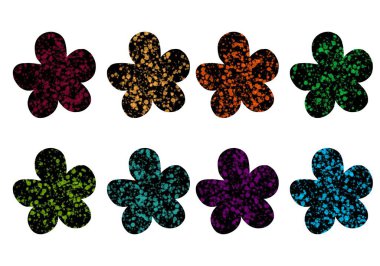 Kumaşlar, posterler, ambalajlar, kartlar, ambalaj kağıtları ve çıkartmalar için renkli çiçeklerle ayarlanmış