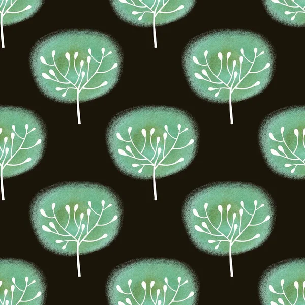 Płynny wzór z drzewami do tkanin i tekstyliów — Zdjęcie stockowe
